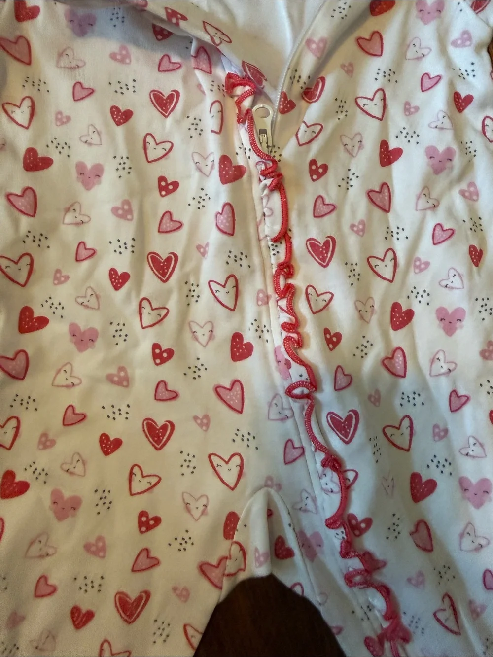Kissy Kissy White Footed Pajamas with Pink Heart Print